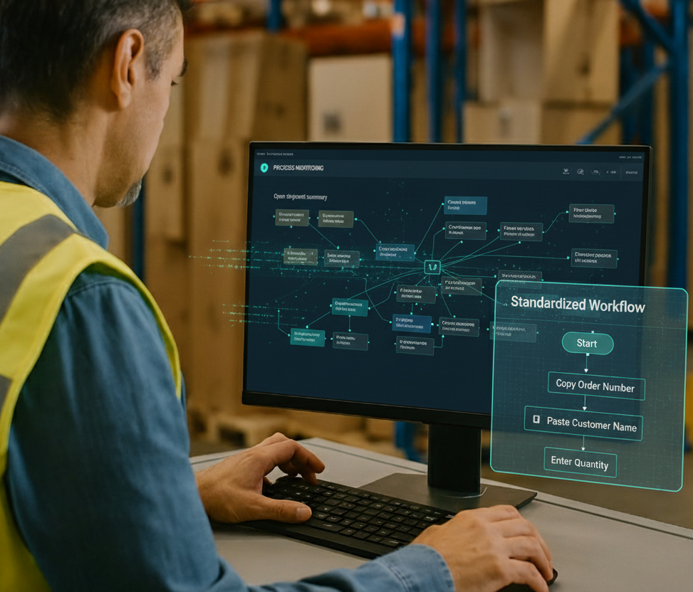 Warehouse worker using the Process Recording Hub