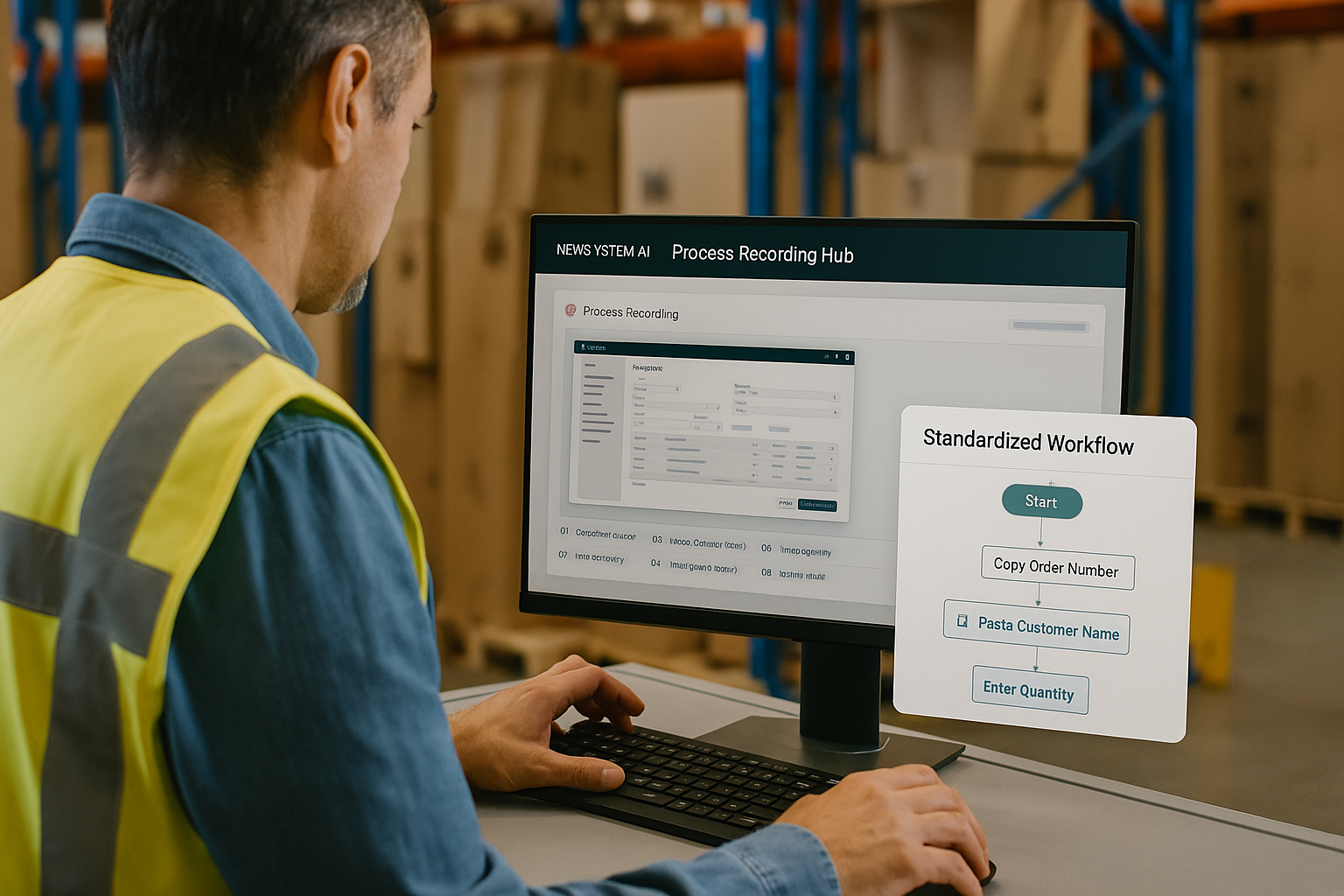 Warehouse worker using the Process Recording Hub